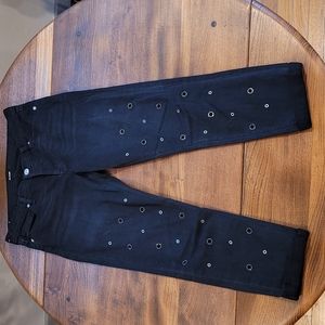 Hudson Riley Crop Rhinestone Eyelet Jeans Sz 28